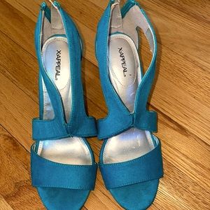 Xappeal Teal Open-Toe Heels